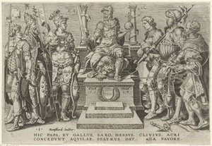 V. Károly császárt legyőzött ellenfelei körülvéve V. Károly győzelmei (sorozat címe) Divi Caroli. v. imp. dönt. max. victoriae, ex multis praecipuae (sorozat címe)