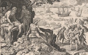 A császári csapatok civilizációt hoznak az indiánokhoz, Ch... császár győzelmeiből, 1555. alkotó: Dirck Volkertsen Coornhert
