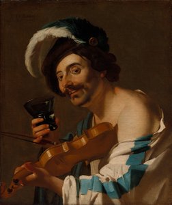 Hegedűs egy borospohárral
