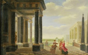 Ábrák a beszélgetésben klasszikus környezetben alkotó: Dirck van Delen