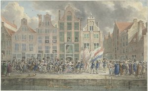 Angolellenes tüntetés Rotterdamban, 1781. március 2-án alkotó: Dirk Langendijk (signed by artist)
