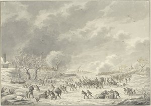 A franciák átkelnek a Waalon Bommel közelében, 1795 januárjában