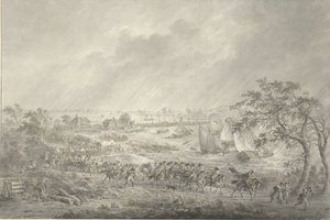 Az angol és a hannoveri csapatok átkelése Nijmegenből Lentbe a Waalon átívelő hajóhídon, 1794. november 7.