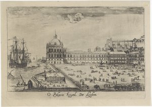 Kilátás a lisszaboni királyi palotára O Palacio Real de Lixboa (cím az objektumon) Lisszabon kilátásai (sorozat címe)