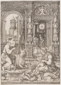 Szent Lukács a szűz és a gyermek festménye alkotó: Dirk Vellert