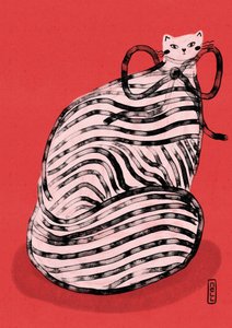 Szeszélyes, piros csíkos macska alkotó: Dirkie Nell