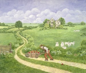 Az almás talicska: Joseph Poorgrass egy hordó almával gurít Bathsheba rezidenciájához, távol a bolondozó tömegtől, Thomas Hardy