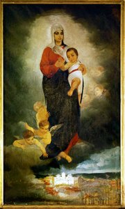 Madonna és gyermeke (festmény vászonra) alkotó: Djordie Krstic