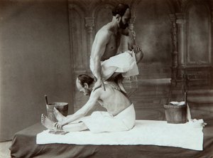 A keleti fürdő. Masszázs, 1880-as évek