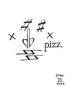 Pizzicato arc - zenei jelöléssel rajzolt arc