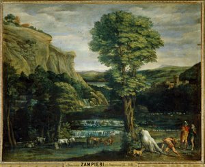 Paysage avec Hercule combattant Achelaos change en toreau - Tájkép Herkules harcol Achelaos ellen, aki bikává változott ...