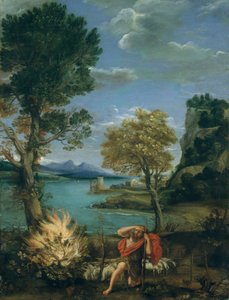 Táj Mózessel és az égő bokorral alkotó: Domenichino