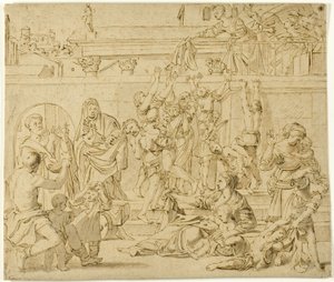 Szent Cecília alamizsnát oszt a szegényeknek alkotó: Domenichino