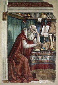 Szent Jeromos dolgozószobájában - Freskó alkotó: Domenico Ghirlandaio