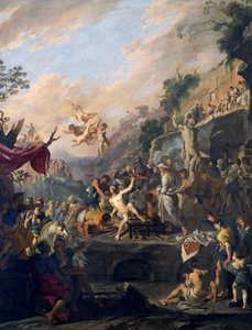 Szent Lőrinc mártíromsága, Domenico Gargiulo festménye, Micco Spadaro (1609 vagy 1610-kb. 1675), Olaszország