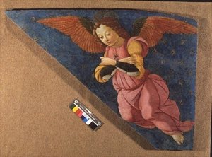Angyal, tábla a Figline oltárképből (freskó) alkotó: Domenico (workshop) Ghirlandaio