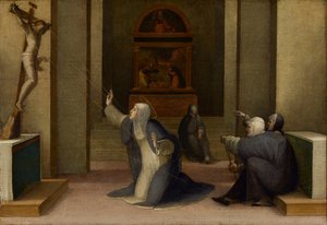 Sienai Szent Katalin a stigmákat fogadva, 1513-1515 körül (olaj és aranylevél a táblán)