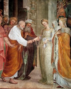 A Szűz esküvője, részlet. Domenico Beccafumi (1486-1551) festménye alkotó: Domenico Beccafumi