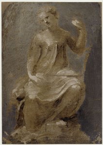 Trónon ülő női alak (Amor Patriae) alkotó: Domenico Beccafumi