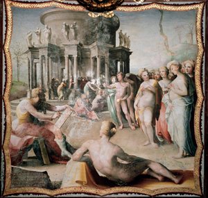 Zeuxis (vagy Zeuxippos, Héraklész görög festője, Kr.e. 464-398) a krotoni Héra-templom számára festette Heléna portréját. Domenico Beccafumi (1486-1551) festménye