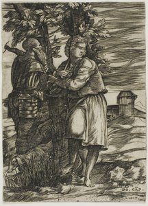 Pásztor és öreg harcos alkotó: Domenico Campagnola