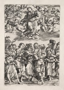 A Szűz mennybemenetele alkotó: Domenico Campagnola