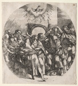 A szent szellem leszállása alkotó: Domenico Campagnola