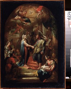 "A Szűz házassága" (Mária és József házassága) Domenico Corvi (1721-1803) festménye 18. századi Állami Művészeti Múzeum, Tula, Oroszország