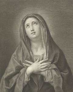 A Szűz felfelé néz, a mellkasára tett kézzel Reni után, 1776.