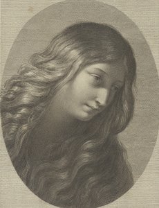 Mária Magdolna feje jobbra lenézve, ovális keretben, Ren után..., kb. 1745-1803.