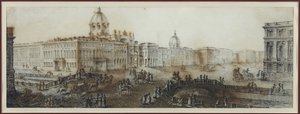 Nevsky Prospekt (perspektíva Nevski) a Katalin-csatorna közelében Szentpéterváron - Domenico Felice Lamoni (1745-1830). Akvarell és fehér szín papíron, 1782 után. Szentpétervári Állami Történeti Múzeum