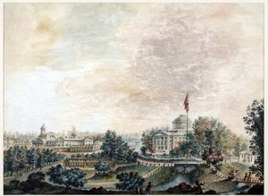 Palais de Pavlosk (1782-1786) - Pavlovsk palota - Domenico Felice Lamoni (1745-1830). Akvarell és fehér szín papíron, 1786 után. Szentpétervári Állami Történeti Múzeum