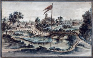 A pavlovszki park látképe a Szent Mária Magdolna kórházzal, 1783 körül (wc, papír)