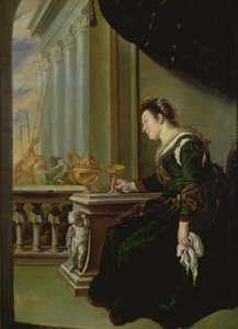 Artemisia gyászol Mausolus miatt (panel) alkotó: Domenico Fetti or Feti
