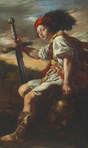 Dávid Góliát fejével, 1620 körül