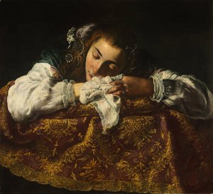 Alvó lány - Peinture de Domenico Fetti (1588/90-1623) - 1621-1622 - Olaj, vászon - 67,5x74 - Szepmuveszeti Múzeum, Budapest