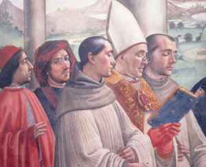 Szent Ferenc halála, jelenet Assisi Szent Ferenc életciklusából, 1486 freskórészlet a 85239-ből alkotó: Domenico Ghirlandaio
