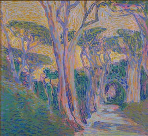 Fenyőerdő Portofinóban, 1920 körül alkotó: Domenico Guerello