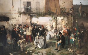Hírek a villafrancai békéről alkotó: Domenico Induno