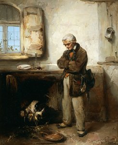 Öreg ember és kutya, 1855 körül, Domenico Induno (1815-1878), olaj, vászon, 45x54 cm
