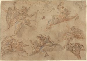 Alulról látható allegorikus alakok alkotó: Domenico Maria Canuti