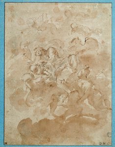 A Jupiter a Mercure-ra bízza Bacchust a barna mosással és vérrel, Domenico Canuti (1620-1684) Paris. Louvre múzeum