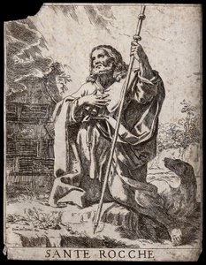 Szent Rókus. Rézkarc D. M. Canutitól. alkotó: Domenico Maria Canuti