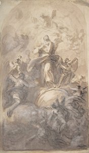 A Szeplőtelen Szűz dicsőségben recto, Vázlat egy lábrészről és egy kézről verso, 1723-1806.