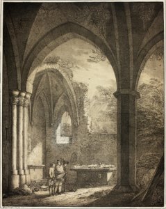 A Szűzanya templom romja Genevieve és Siegfried gróf nádor sírköveivel az Andernach melletti Mosel-völgyben, az Emlékezetes németországi középkori épületek gyűjteményéből