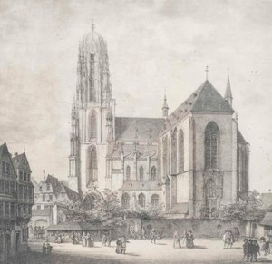 Litográfia - Frankfurt - császári dóm - Quaglio - 1819 alkotó: Domenico Quaglio the Younger