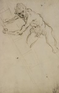 Egy figura tanulmányozása a keresztre feszítéshez (szén papíron) alkotó: Domenico Robusti Tintoretto