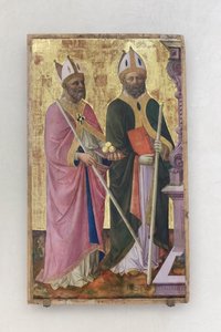 Szent Miklós és Just, az oltárkép része alkotó: Domenico di Michelino