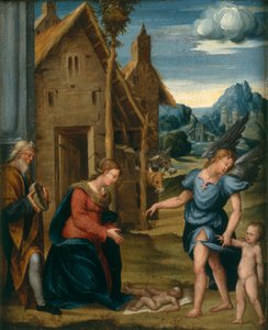 A gyermek imádása Rafaellel és Tóbiással, 1510 körül alkotó: Domenico workshop attr.to Panetti