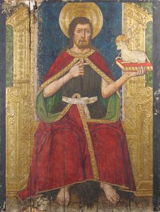 Panel Keresztelő Szent Jánossal trónoló Retable-ból, 15. század.
